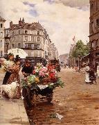 Louis Marie de Schryver Selling Flowers Elysee oil painting